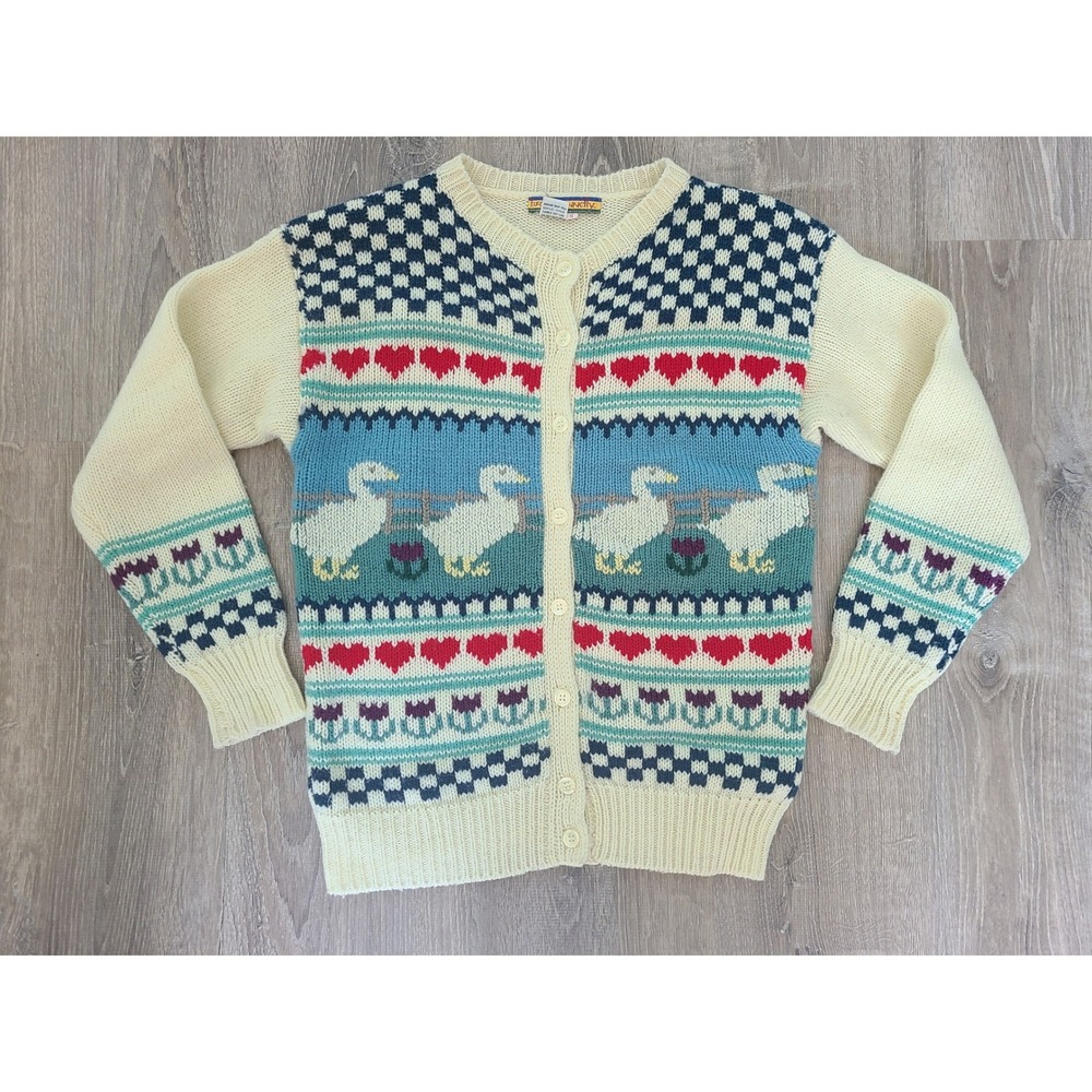 VTG Bryn Connelly‎ Country Geese Sweater Size S Carol Huber Design Cottagecore